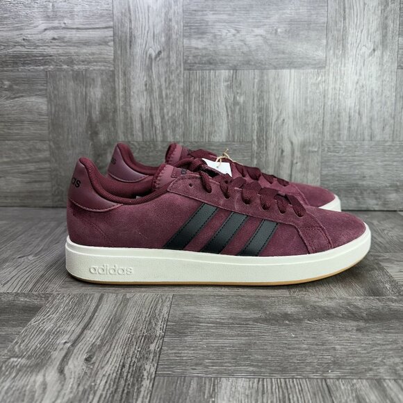 Adidas Grand Court Base 00 Men's size 9.5 Burgundy Suede Causal Shoes JQ6015 - Picture 1 of 8